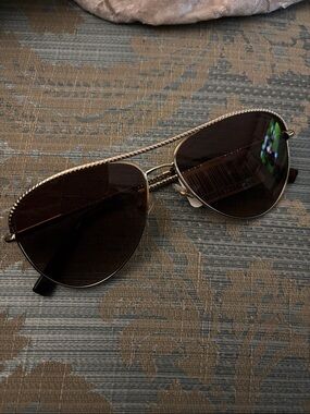Tiffany & Co. Aviator Sunglasses in Gold Frame with Dark Brown Lenses
